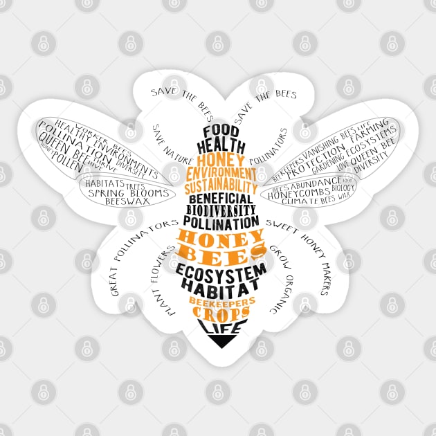 Honey Bee Word Cloud Sticker by Jitterfly